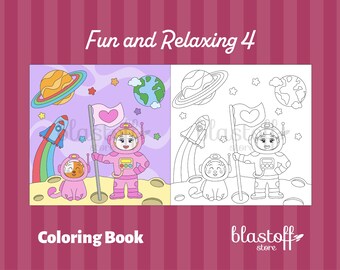 Cute Animals Space Coloring Pages PDF – 6 Printable Kids Scenes with Bears, Rockets, Nature & Bugs | Fun Activity Book | Instant Download