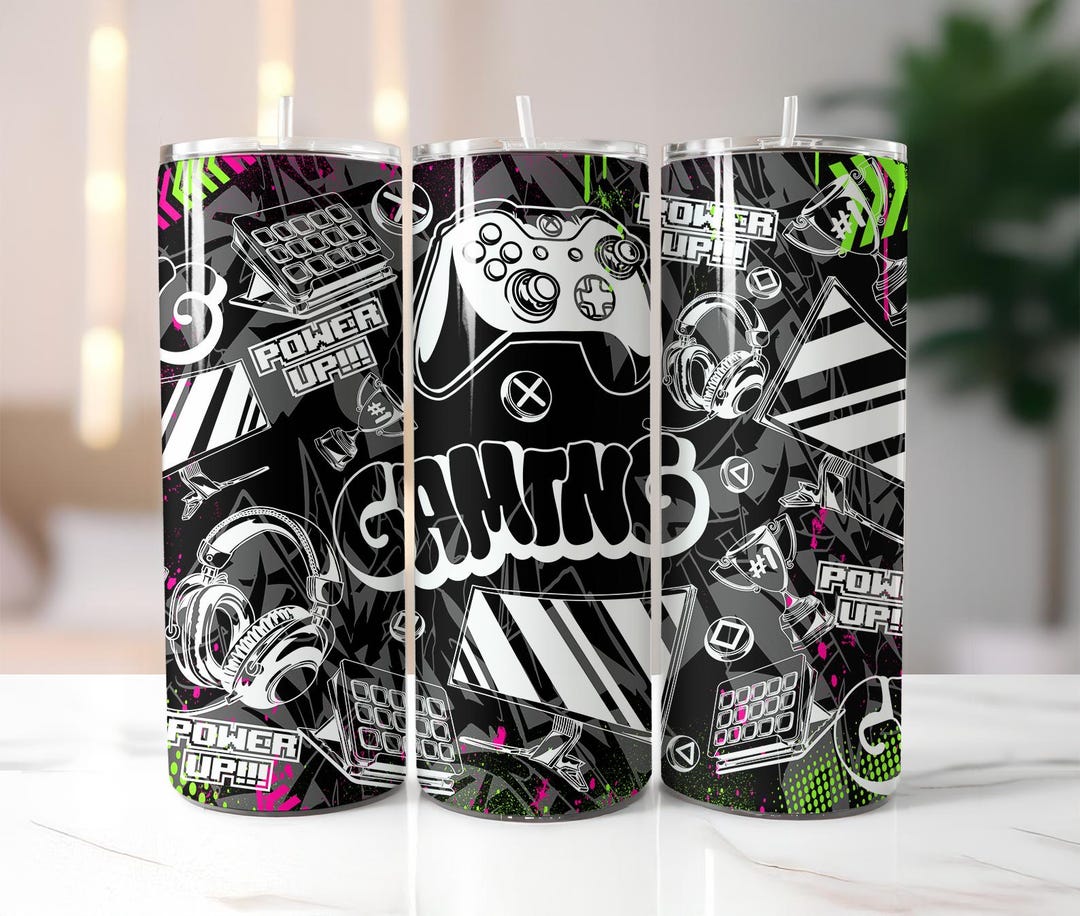 Gamer Tumbler Wrap PNG | Gaming Controller Design | Power up E-sport ...