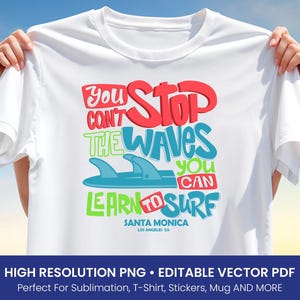 Santa Monica Surf Quote PNG, Sublimation Art (Digital Download)