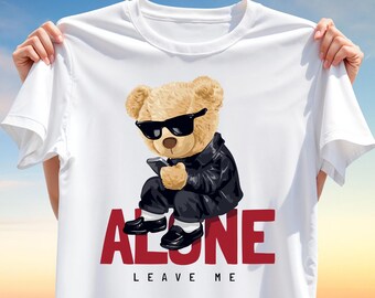 Cool Alone Bear PNG – Streetwear Teddy with Sunglasses, Sad Aesthetic T-Shirt Design, Digital Download for Sublimation Printing
