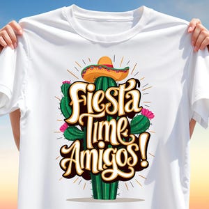 Fiesta Time Amigos T-Shirt Design PNG – Sombrero Cactus Clipart with Mexican Party Vibes for Cinco de Mayo, Latin Celebration Sublimation