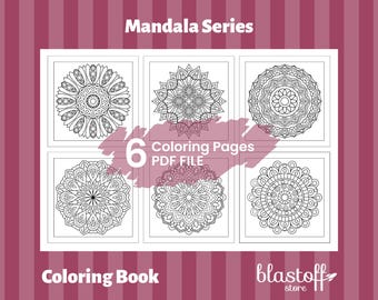 Mandala Coloring Pages PDF – 6 Printable Intricate Mandala Designs for Adults | Relaxation, Mindfulness, Zen Art Therapy | Relaxing Book
