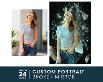 Custom Broken Mirror Portrait: Personalized Digital Art (JPG, PNG Download)