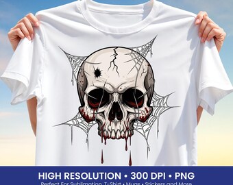 Gothic Skull Design Png, Horror Skull Art Png, Creepy Skull Illustration Png, Skull Tshirt Png, Sublimation Design, DTF