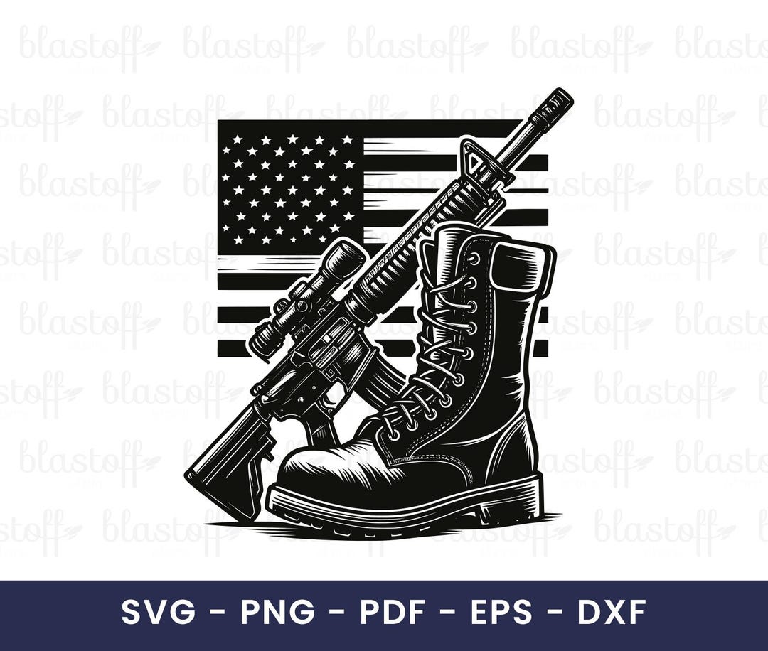 Military SVG Rifle Boot Flag Design, Patriotic Memorial Clipart for ...