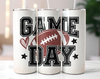 Game Day Tumbler Wrap PNG – Football Sublimation Design for 20oz Skinny Tumblers, Sports Lover PNG Clipart, Gamer Tumbler Wrap Design PNG