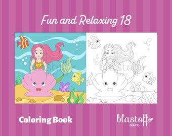 Mermaid Coloring Pages for Kids – 6 Underwater Printable Sheets | Cute Digital Coloring Book PDF | Instant Download