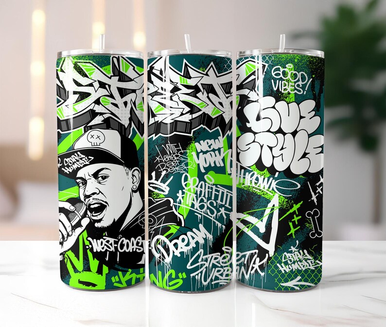 Graffiti Hip Hop Tumbler Wrap PNG | Rap Street Art Design | 20oz Skinny ...
