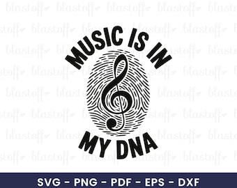 Music Lovers SVG PNG – Fingerprint with Treble Clef Design for Cricut, Sublimation Clipart for Music Lovers, Music Is In My DNA, Band Shirts