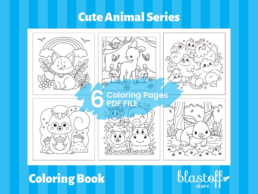Cute Animal Coloring Book, Coloring for Adults and Kids, Coloring Book ...