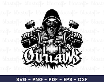 Outlaw Biker SVG – Rebel Motorcycle Rider Clipart for Cricut, Tattoo Style T-Shirts, Stickers & Sublimation Design