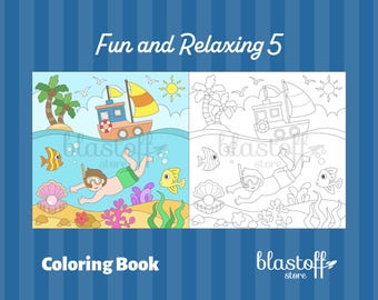 Dinosaur, Space, Ocean Coloring Pages – 6 Fun PDF Sheets for Kids with Animals, Rockets, Jungle, Giraffes & Underwater Scenes, Relaxing Book