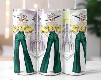 Stylish Woman Tumbler Wrap, 20 oz Skinny Tumbler Sublimation Design, Fashion Boss Babe Tumbler Design  Digital Download PNG, Style Tumbler