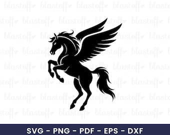 Mythical Winged Horse SVG - Pegasus Flying Horse Creature Silhouette ...