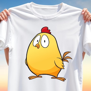 Funny Chicken PNG for Sublimation – Cute Yellow Hen Clipart for T-Shirt Design, Farm Animal Sublimation Art, Digital Download
