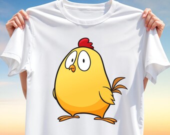 Funny Chicken PNG for Sublimation – Cute Yellow Hen Clipart for T-Shirt Design, Farm Animal Sublimation Art, Digital Download