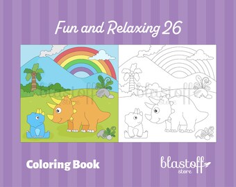 Turtle & Dino Coloring Pages for Kids – 6 Cute Activity Sheets PDF, Instant Digital Download, Printable Art Book for Children Fun