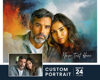 Ritratto personalizzato dipinto a olio da foto - Opera d'arte digitale JPG personalizzata, consegna rapida in 24 ore, regalo unico per coppie, famiglie, animali domestici