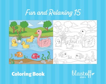 Cute Animals and Nature Coloring Pages PDF – 6 Fun Printable Sheets for Kids | Instant Download Coloring Book | Digital Art Activity