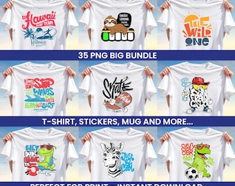 35 PNG Bundle: Funny T-Shirt Designs, Sublimation Print Files, Graphic Tee PNG Pack