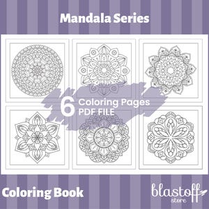 Mandala Coloring Pages PDF – 6 Printable Mindfulness Designs for Adults | Relaxing Art Therapy Activity | Intricate Zen Patterns