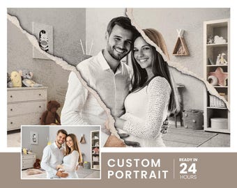 Custom Paper Torn Effect Portrait: Personalized Photo to Digital Art (Digital Download