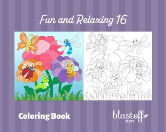 Cute Insects and Animals Coloring Pages PDF – 6 Printable Sheets for Kids | Fun Educational Coloring Book | Instant Download
