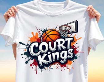 Court Kings Basketball T-Shirt Design - Sports PNG Clipart - Slam Dunk Sublimation Print for Hoops Fans, Shirts, Mugs, Teen Gifts