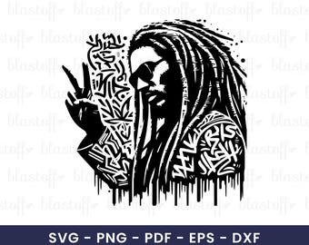 Rasta Peace SVG Design – Dreadlock Graffiti Clipart, Urban Sublimation PNG for T-Shirt, Sticker, and Cricut Use, Urban Style SVG File