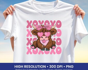 XOXO Cow Png, Valentine Cow Png, Cute Cow Png, Love Cow Png, Pink Cow Png, Valentine Tshirt Design, Sublimation Png, DTF