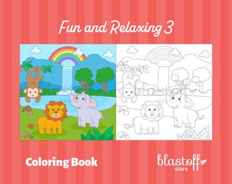 Adventure Coloring Pages PDF – 6 Cute Scenes with Space, Animals, Bugs, Trains & More | Printable Kids Activity Book | Instant Download