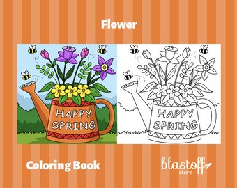 Spring Flower Coloring Pages PDF – 6 Printable Bloom Designs for Kids & Adults | Happy Spring Theme | Floral Garden Art | Instant Download
