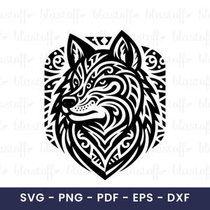 Tribal Wolf SVG – Wild Animal Head Design for T-Shirt Sublimation, Cricut, Tattoo Style Clipart