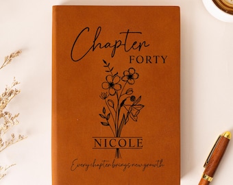 40th Birthday Gift for Her or Him, Chapter 40 Name Journal, Birth Month Flower Notebook, Personalized Birthday Gift for 40 Year Old Daughter