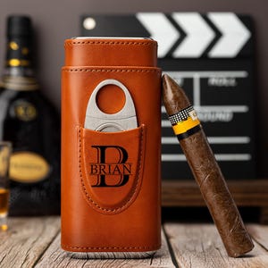 Personalized Leather Cigar Case, Engraved Leather Cigar Box Gift, Groomsmen Gift, Best Man Gift, Wedding Gift for Men, Unique Gift for Him