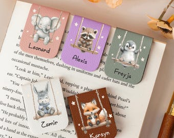Marcapáginas personalizados para niños, marcapáginas magnético de cuero, marcapáginas de animales adorables, clips magnéticos, marcapáginas para niños, regalo de vuelta al cole.