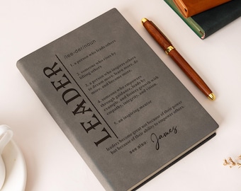 Personalized Leader Definition Vegan Leather Journal, Leader Appreciation Gift, Mentor Gift, Tahnk You Gift, Gift for Boss, Retirement Gift