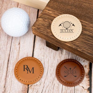 Personalized Golf Ball Marker, Engraved Golf Ball Marker in PU Leather, Gift for Golfers, Golf Accessories, Anniversary Gift, Birthday Gift