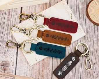 Portachiavi con codice Spotify scansionabile, portachiavi con canzone personalizzata, portachiavi con codice musicale, portachiavi in pelle, regalo per amici, regalo per amanti della musica, regalo di compleanno