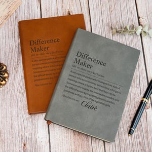 Difference Maker Journal, Custom Leather Journal, Mentor Gift, Difference Maker Definition Gift, Appreciation Gift, Leader Present
