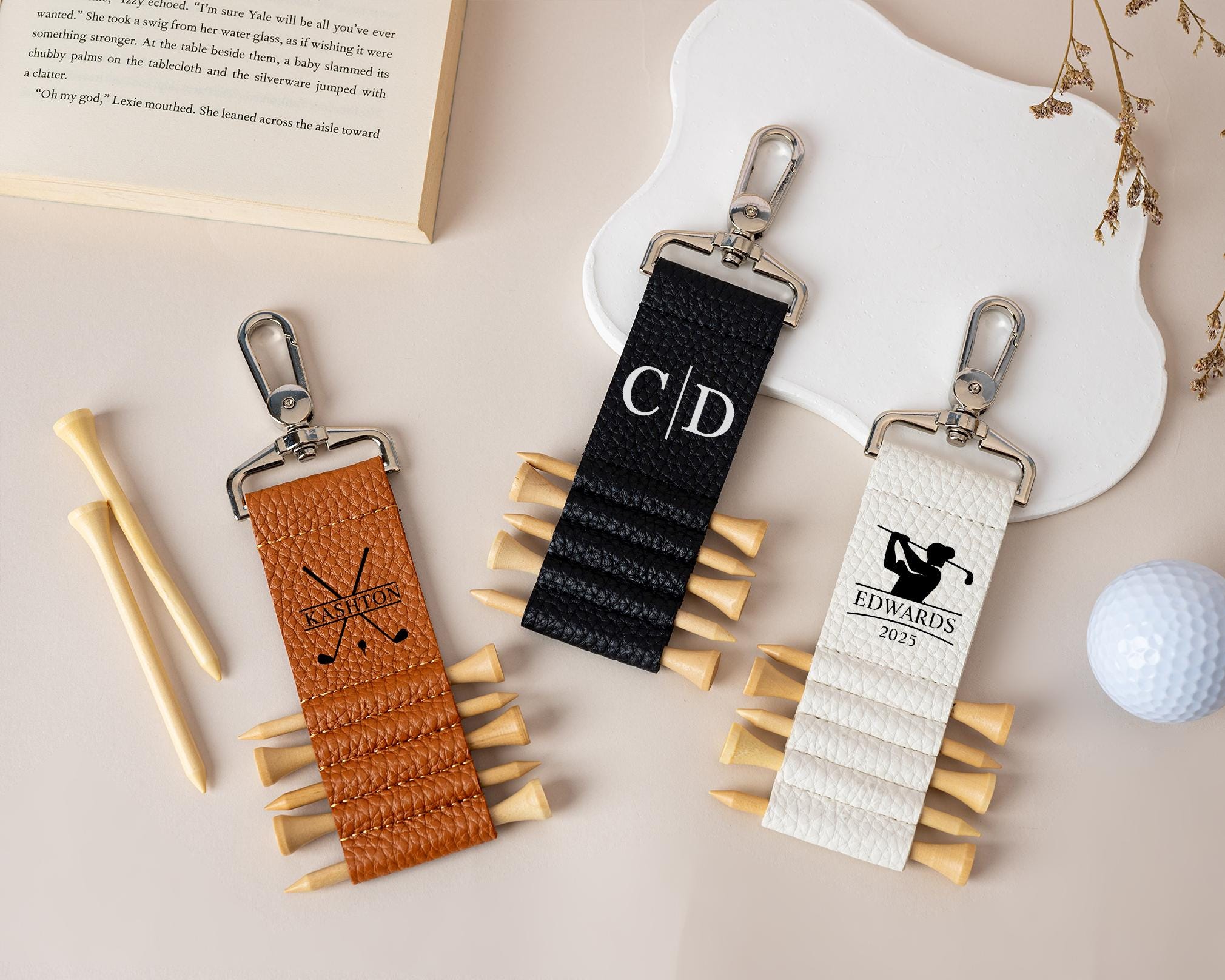 Custom Leather Golf Bag Tag, Personalized Lettered Golf Holder ...