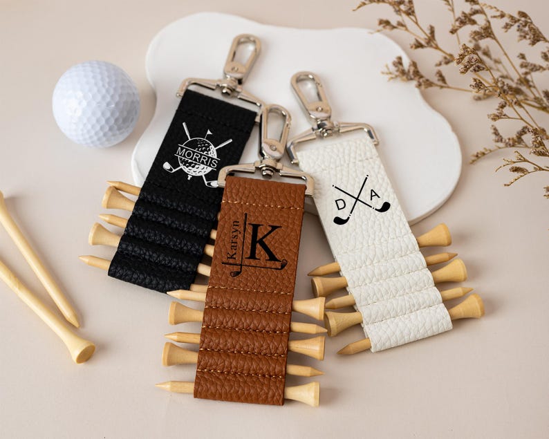 Custom Leather Golf Bag Tag, Personalized Lettered Golf Holder ...