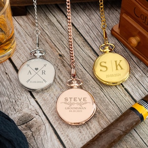 Engraved Pocket Watch, Handmade Pocket Watch, Best Man Gifts, Groomsmen Gift, Wedding Party Gift, Father’s Day Gift for Dad, Gift for Him