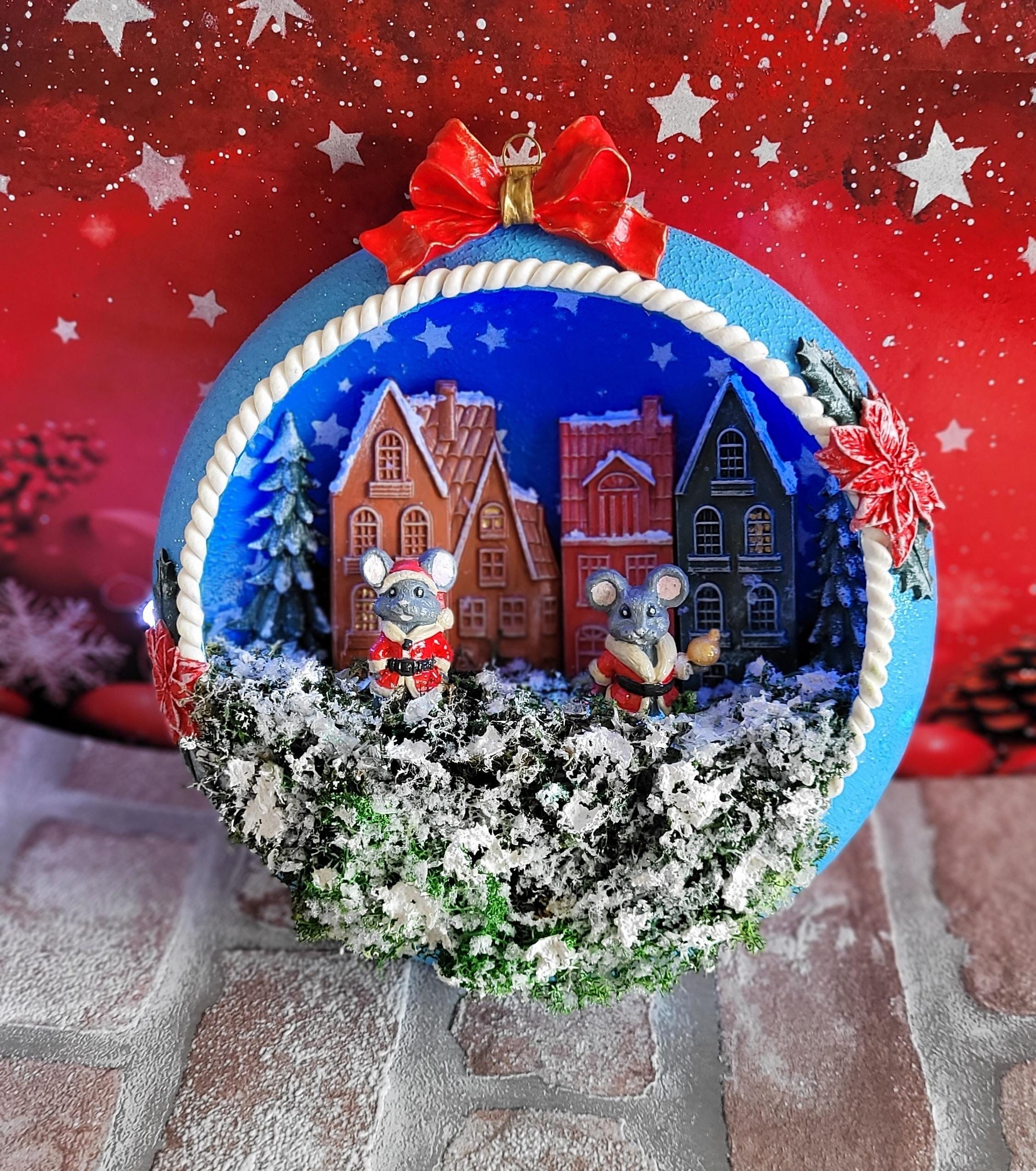 Magical 20 cm Light-Up Christmas Bauble - Handcrafted Winter Scene