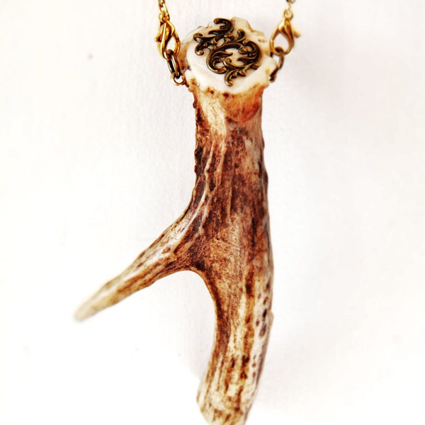 TAXIDERMY COUTURE One Point Antler Smoking Pipe Necklace Unisex OOAK