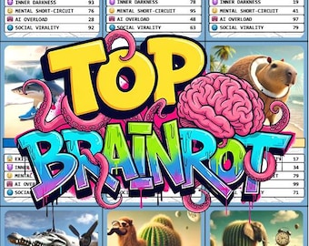 Brainrot Top – 36 cartas únicas | PDF imprimible | Juego de cartas coleccionables