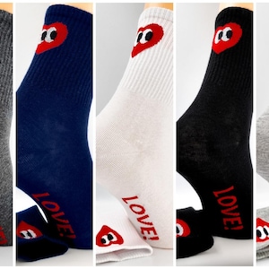 Set of 5 women&#39;s sports socks – LOVE! Heart design – Cotton socks – Colorful & comfortable – Fashionable and fun