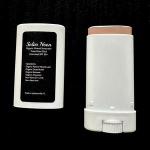 Solar Noon Organic Mineral Sunscreen, Chemical-Free, Tinted Mineral Sport Face Stick, Non-Nano Zinc