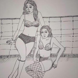 Drawing of women & lingerie