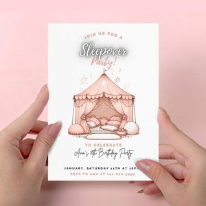 Invitation imprimable à une soirée pyjama | Soirée pyjama inviter une fille modifiable | Modèle pour les célébrations amusantes des soirées pyjama pour enfants et téléchargement facile